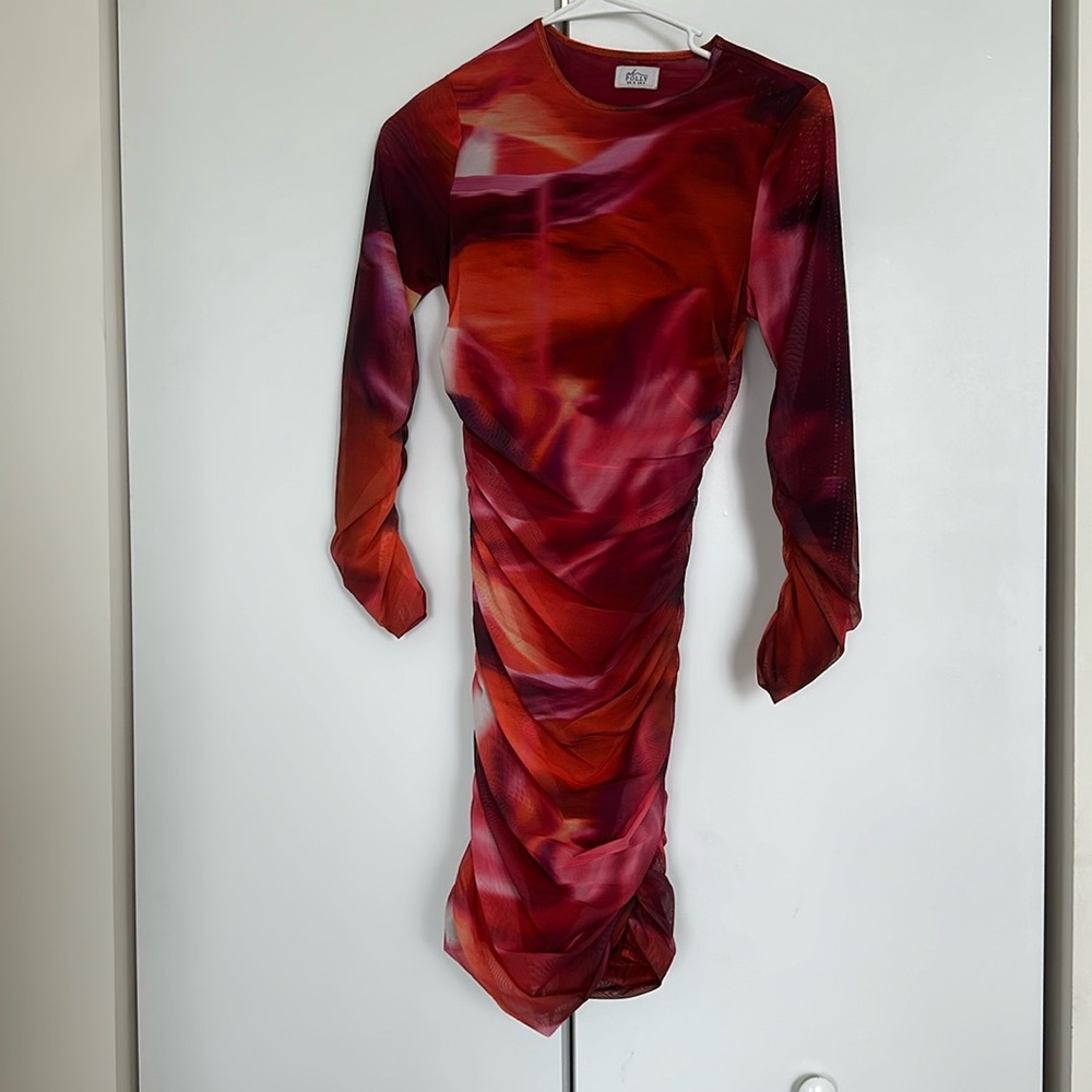 Oh Polly Constellation Dress - Ruched Mesh Mini